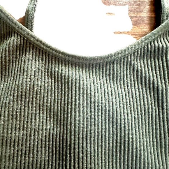 Ardene Basic Ultra Crop Ribbed Tank Bralette, Khaki Green, Medium - Picture 5 of 9